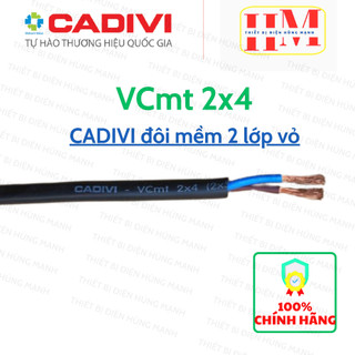 (giá 5 mét) Dây điện Cadivi đôi VCmt 2 x 4 mm - tròn mềm 2 lớp vỏ bọc đen