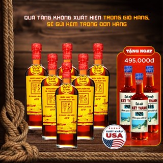 Thùng 6 nước mắm 60N - 500ml - Nước Mắm Tĩn Cá Cơm Ruột Đỏ Chai Thuỷ Tinh 500ml/chai Truyền Thống