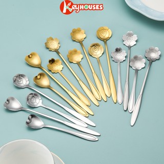 Thìa Pha Cà Phê INOX Không Gỉ Hình HOA Muỗng Trà Ngũ Cốc Decor Giá Rẻ