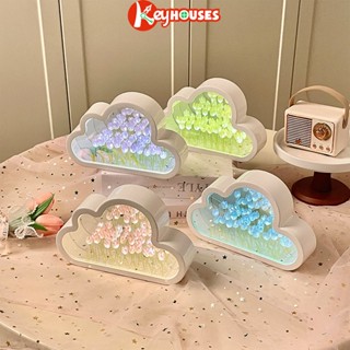Đèn Ngủ Hoa Tulip Để Bàn Hình Mây Tráng Gương Handmade Quà Tặng Sinh Nhật
