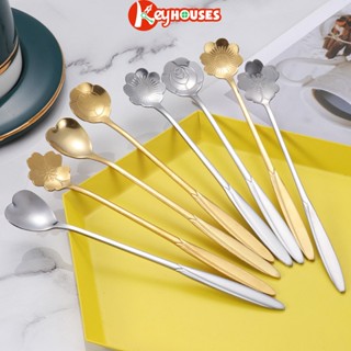 Thìa Pha Cà Phê Thép Không Gỉ Hình HOA Muỗng Trà Ngũ Cốc Decor