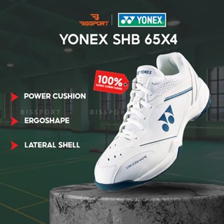  Giày Cầu Lông Yonex SHB65X4 Chính Hãng - Trắng Xanh - Form Ôm - Bám Sàn - Êm Chân - Chống Chấn - Bền Bỉ - Thoáng Khí 