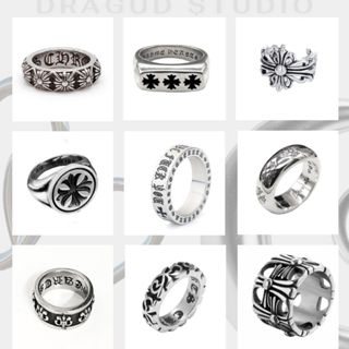  Nhẫn nam nữ cao cấp Chrome Heart họa tiết thánh giá Titan mạ bạc 