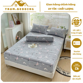 Bộ Ga Gối Trum.Bedding Đũi Hàn Trần Bông 4 Món Mềm Mát Thoáng Khí Nhiều Kích Thước