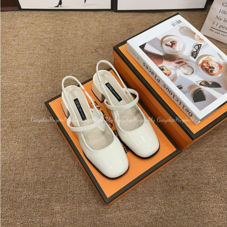 Giày búp bê nữ kiểu dáng slingback ( chân gầy mỏng lùi 1 size ạ ) mũi vuông 4cm hàng cao cấp full hộp ( LT03 ) | BigBuy360 - bigbuy360.vn
