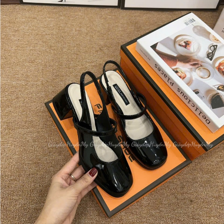 Giày búp bê nữ kiểu dáng slingback ( chân gầy mỏng lùi 1 size ạ ) mũi vuông 4cm hàng cao cấp full hộp ( LT03 ) | BigBuy360 - bigbuy360.vn