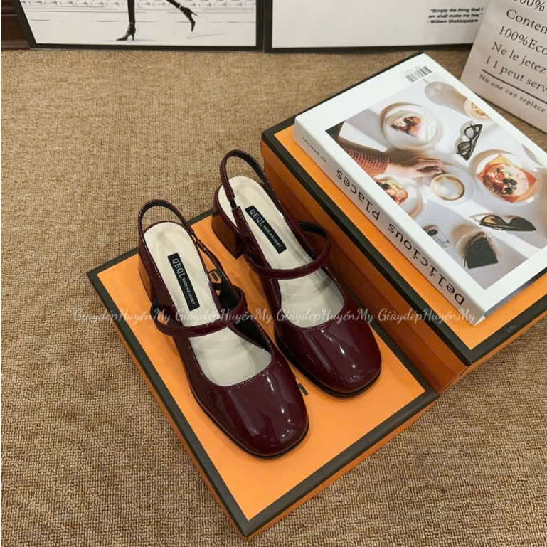 Giày búp bê nữ kiểu dáng slingback ( chân gầy mỏng lùi 1 size ạ ) mũi vuông 4cm hàng cao cấp full hộp ( LT03 ) | BigBuy360 - bigbuy360.vn