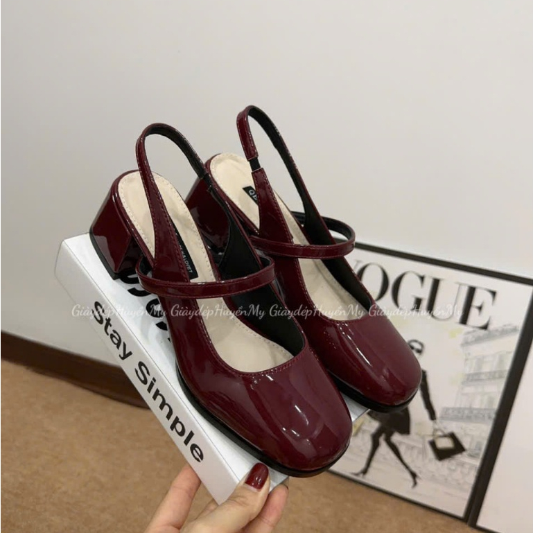 Giày búp bê nữ kiểu dáng slingback ( chân gầy mỏng lùi 1 size ạ ) mũi vuông 4cm hàng cao cấp full hộp ( LT03 ) | BigBuy360 - bigbuy360.vn