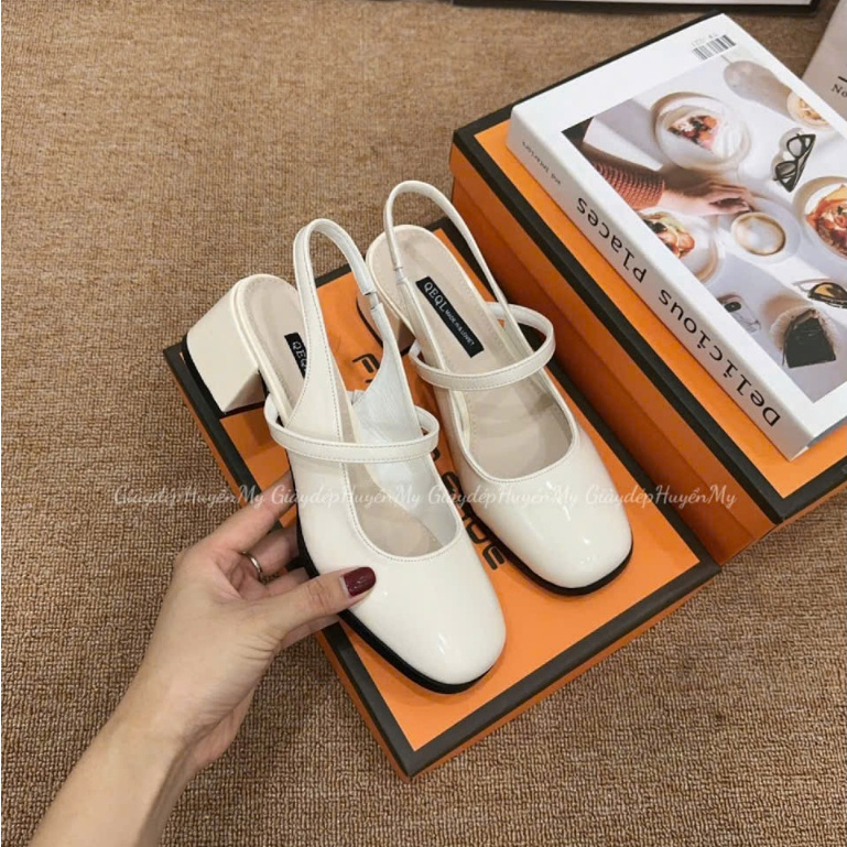 Giày búp bê nữ kiểu dáng slingback ( chân gầy mỏng lùi 1 size ạ ) mũi vuông 4cm hàng cao cấp full hộp ( LT03 ) | BigBuy360 - bigbuy360.vn