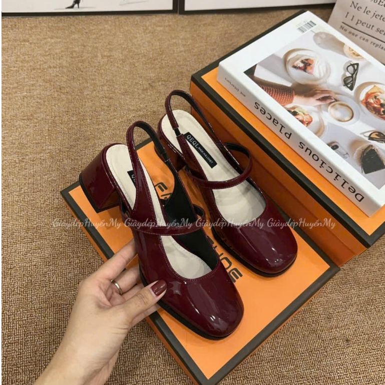 Giày búp bê nữ kiểu dáng slingback ( chân gầy mỏng lùi 1 size ạ ) mũi vuông 4cm hàng cao cấp full hộp ( LT03 ) | BigBuy360 - bigbuy360.vn