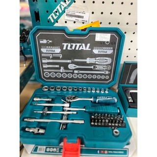 Bộ tuýt 45 chi tiết 1/4 inch và cần siết 2 chiều total tht141451