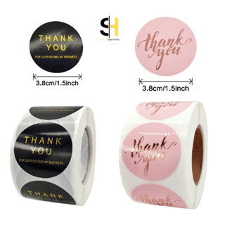 [SIZE TO 3,8 CM] CUỘN 500 nhãn dãn cảm ơn, sticker thank you, tem tròn thank you, tem cảm ơn màu đen sang trọng