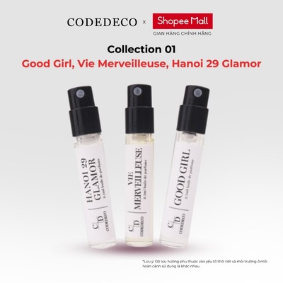 Combo 03 chai tinh dầu thơm CODEDECO 2.5ml collection 01 Good Girl, Vie Merveilleuse, Hanoi 29 Glamor