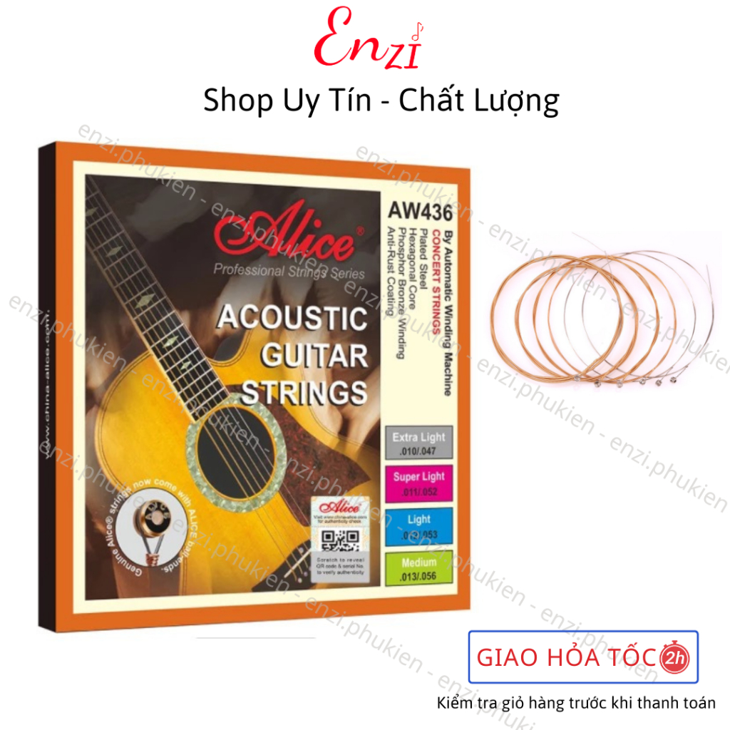 Dây đàn guitar acoustic Alice AW436 AW432 A206 A406 cỡ 11 chính hãng dây sắt cho đàn ghi ta ENzi