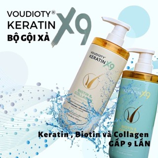 Cặp Dầu Gội Xả Voudioty Keratin X9 Biotin & Collagen 500ml, Dầu Cặp Chính Hãng An Toàn Mềm Mượt