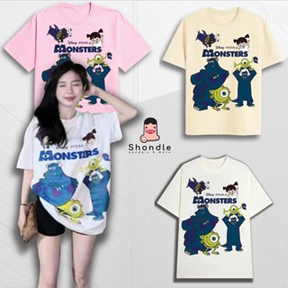  Áo Thun Nữ Hình In Monster Xanh Dễ Thương Form Rộng Tay Lỡ Vải Cotton 2 chiều Full Tag Chuẩn 