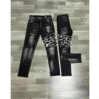 quần bò jean nam dài ami.ri khuyết tật ĐEN vá thêu kiểu đẹp cá tính bụi bặm, form tôn dáng vải mềm dày dặn được kiểm.