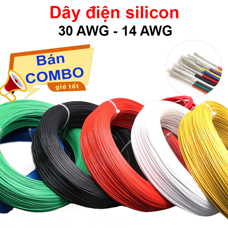Dây điện silicon mềm chống cháy 14AWG - 30AWG