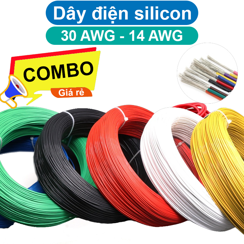 Dây điện silicon mềm chống cháy 14AWG - 30AWG