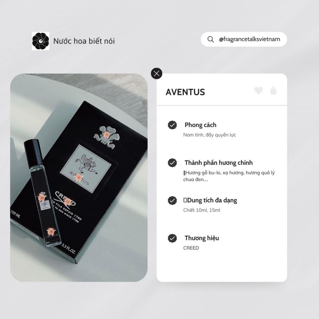 Nước hoa chiết Creed Aventus chiết 10ml dành cho nam thu hút mọi ánh nhìn