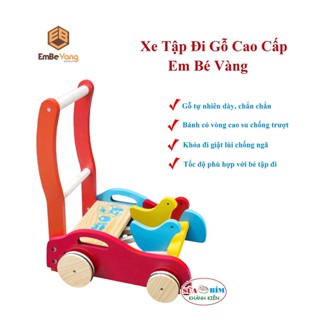 Xe Tập Đi Bằng Gỗ Tự Nhiên 3 Con Gà (Chính Hãng Cty Em Bé Vàng)