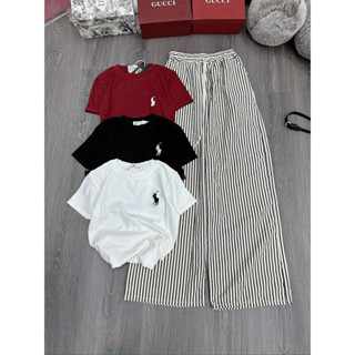 Set bộ áo babytee in ngựa mix quần xuông kẻ dọc