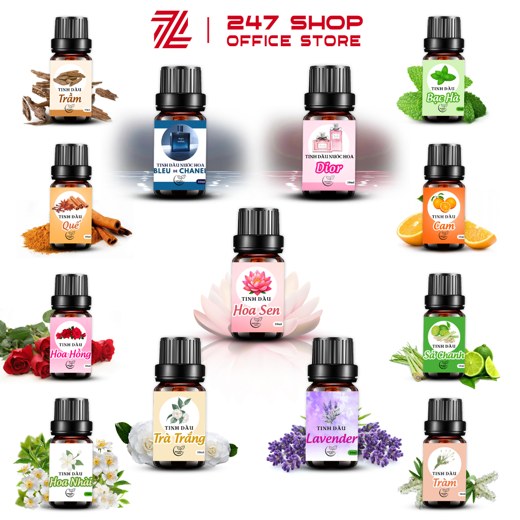 Tinh dầu thiên nhiên nguyên chất giúp thơm phòng,khử mùi, đuổi muỗi giảm stress (10ml)