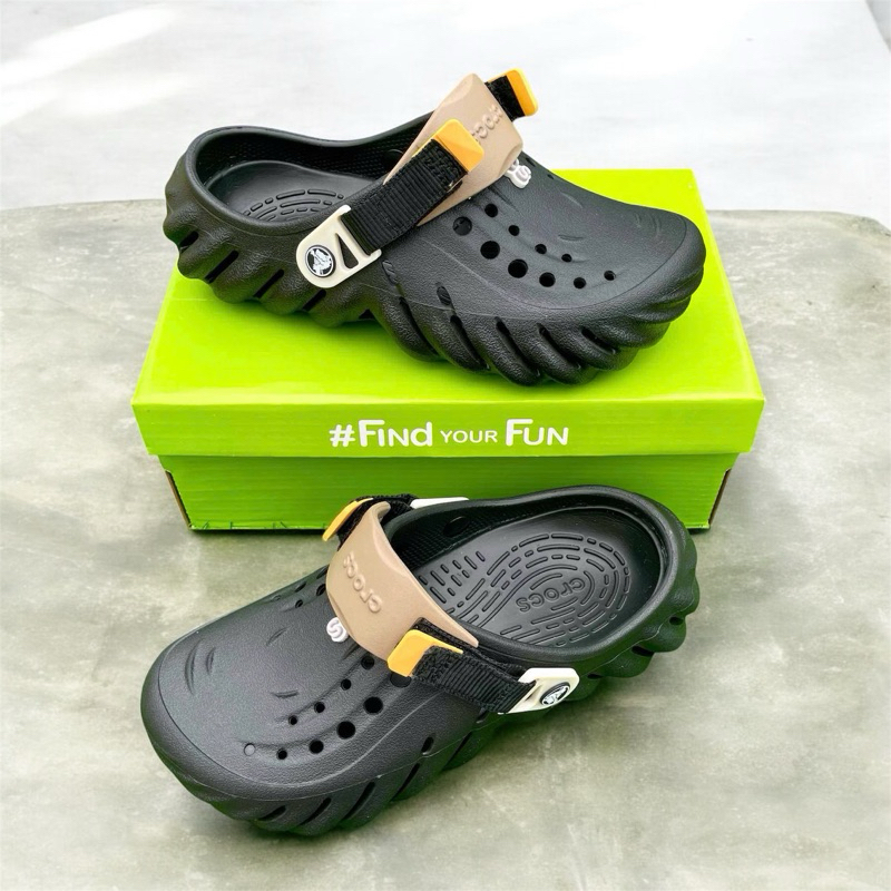 [Chính hãng-lỗi 1 cắt-còn size 32/36.5/37.5] ED Dép crocs echo phiên bản màu đen cực ngầu đi siêu co