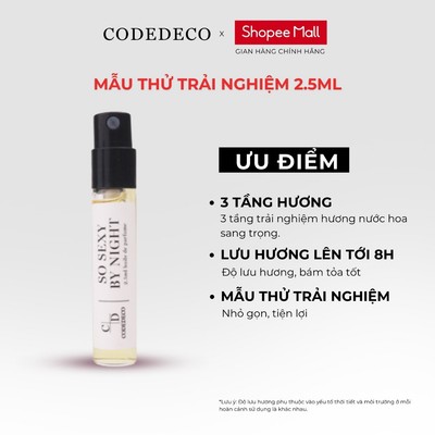 Tinh dầu thơm nước hoa CODEDECO So Sexy By Night gợi cảm, ngọt ngào Vial  2.5ml