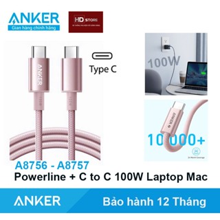 Cáp sạc nhanh ANKER Type C bọc dù 100W cho IP15PRM 16PRM Laptop Mac - A8576 A8757 dài 0.9/1.8 Mét HD Store