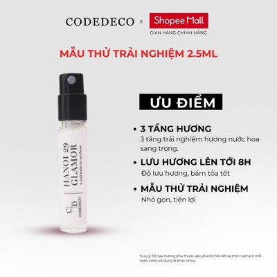 Tinh dầu thơm CODEDECO Hanoi 29 Glamor nhẹ nhàng, thanh lịch Vial 2.5ml