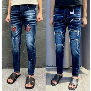  Quần jean nam DSQ 4 cúc Thêu Rắn vẩy sơn chuẩn form thời trang trẻ trung cao cấp 