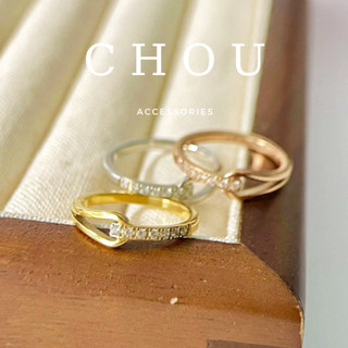  Nhẫn Titan Không Đen Gỉ Giọt Nước Đính Đá Zircon | CHOU ACCESSORIES | 