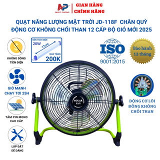  Quạt năng lượng mặt trời  NP NHẬT PHONG dạng nằm JD-118F công suất 18W tấm pin năng lượng dây dài gần 5m bảo hành 1 năm 
