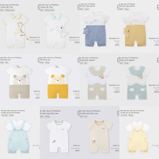 La Pomme Bộ Body Cộc Tay Vải Petit Bamboo Mềm Mịn Thoáng Mát Co Giãn Tốt Cho Bé Từ 3M+ Nhiều mẫu