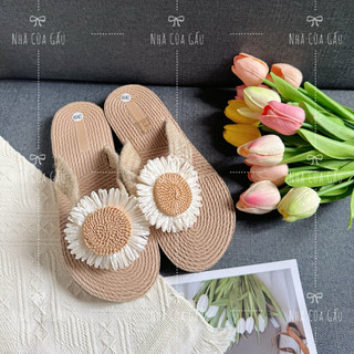 [ẢNH THẬT- CÓ SẴN] Dép cói xỏ ngón đính hoa đi biển