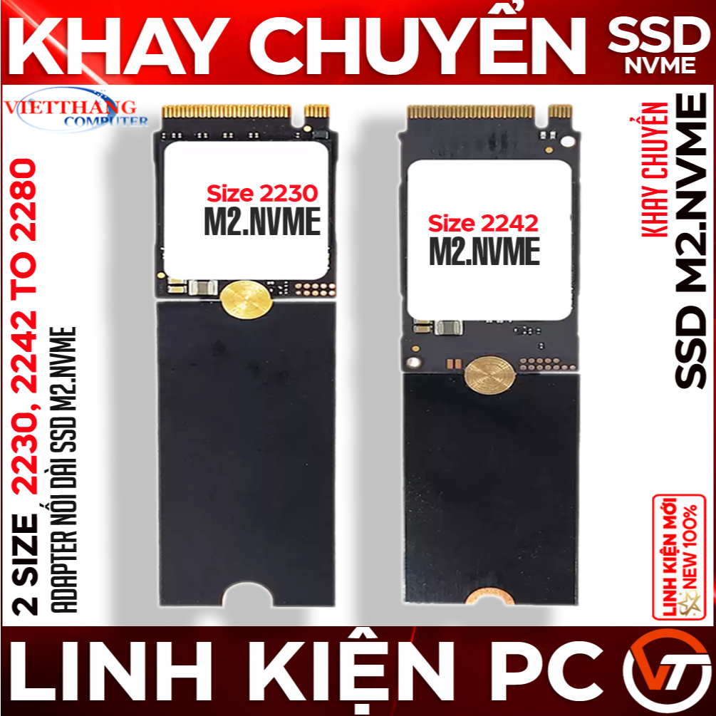 Khay chuyển , Adapter nối dài SSD M2.Nvme chuẩn 2230, 2242 sang chuẩn M2.Nvme 2280