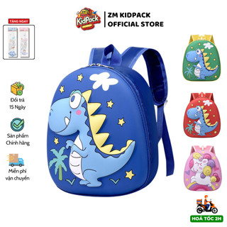 Balo cho bé học mầm non, mẫu giáo hình khủng long ZMBABY TTH-34 in nổi 3D từ 2 đến 5 tuổi, bề mặt chống nước