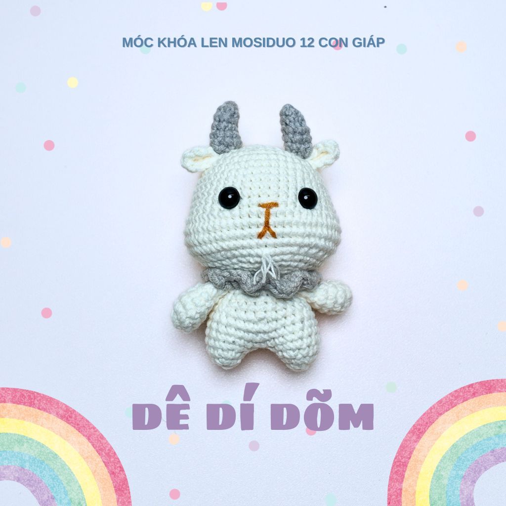 [Sẵn hàng] Dê Dí Dõm | Dê bông | Móc khóa len 12 con giáp | Quà tặng và phụ kiện gắn túi xách, balo