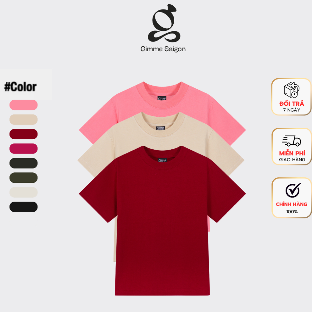 Áo Thun Babytee Trơn Gimme Cotton 250gsm 2 Chiều Cổ Tròn