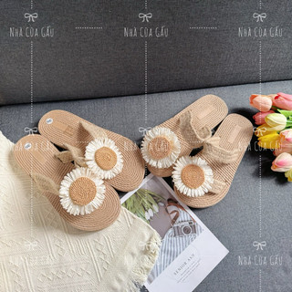 [ẢNH THẬT- CÓ SẴN] Dép cói xỏ ngón đính hoa đi biển