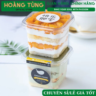 50 Hộp nhựa vuông B10-8 đựng bánh tiramisu, mousse bánh lạnh 400ML