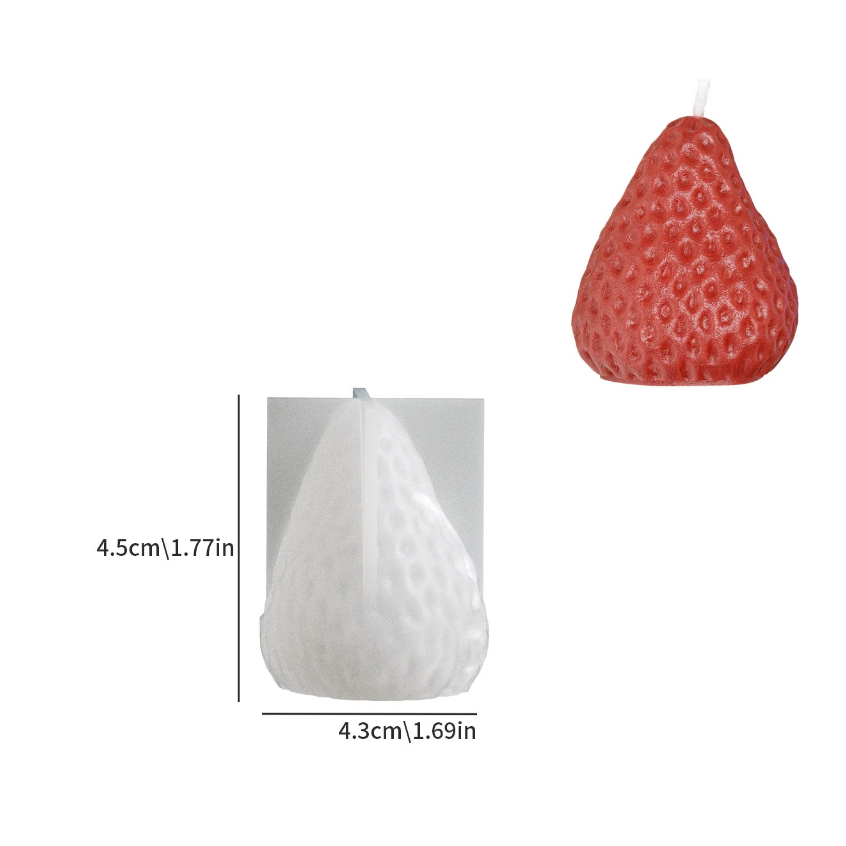 Khuôn silicon quả dâu tây làm nến khuôn mỏng màu trắng mã DT4