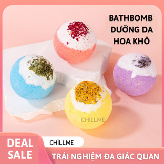 Viên sủi bồn tắm dưỡng da 100g Chillme thư giãn hương nước hoa decor hoa khô Bath bomb