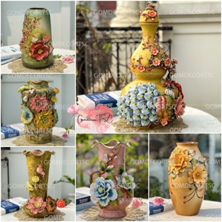 Bình hoa đắp nổi lọ hoa gốm sứ Bát Tràng hàng vuốt tay thủ công trang trí cắm hoa phòng khách