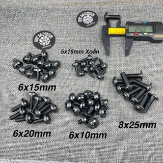 Ốc Dù Gr5 -Titanium Đen PVD 6x10 ,6x15,6x20mm Lắp Ốp Pô ,Dàn Áo (Titan Gr5 Black)