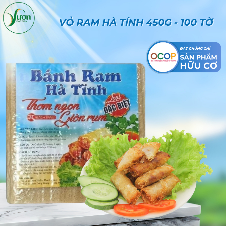 VỎ RAM HÀ TĨNH (450g , 90 - 100 tờ, HÚT CHÂN KHÔNG) đặc sản bánh đa nem đặc biệt ngon - Vườn Đặc Sản