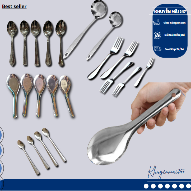 Muỗng ăn cơm ăn canh inox, muỗng cà phê inox, muỗng nĩa inox giá sỉ【TÙY CHỌN PHÂN LOẠI】❖BSL GMIN ❖ | BigBuy360 - bigbuy360.vn