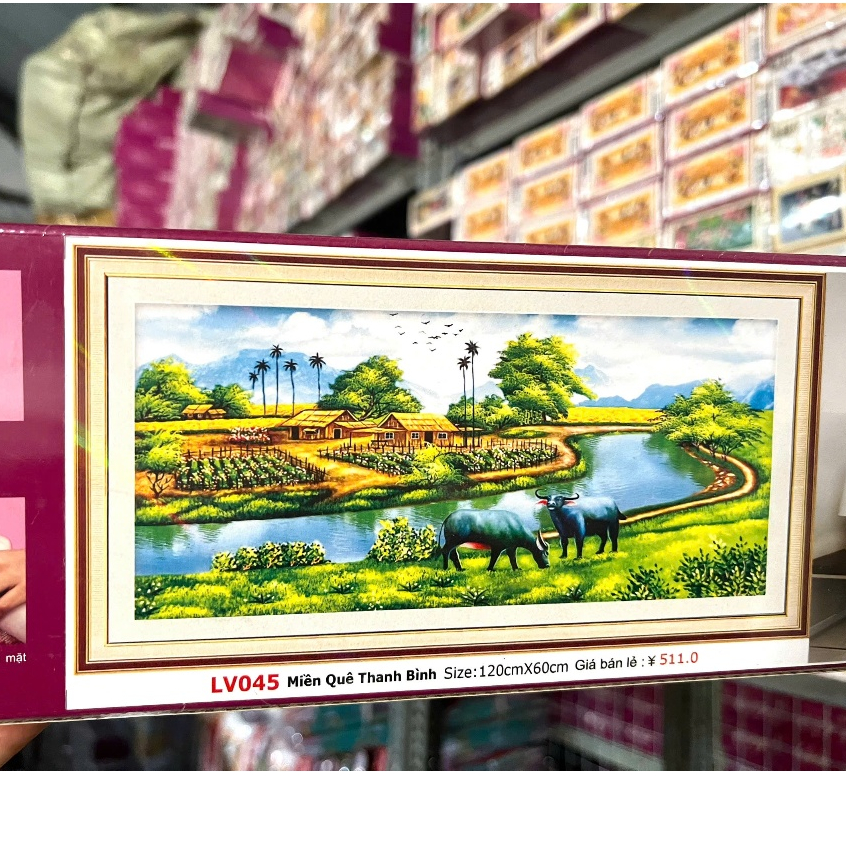 - Tranh đính đá phong cảnh làng quê y8095 y8096 LV045 (120X60)CM