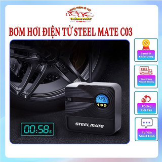  Bơm lốp ô tô xe hơi đồng hồ điện tự thông minh tự ngắt STEELMATE C03 - Máy bơm hơi đa năng không dây CARSUN 
